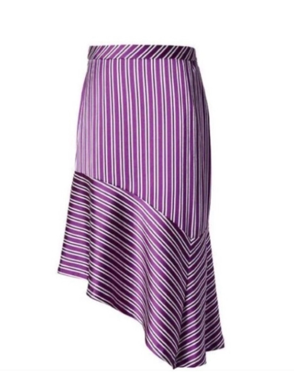 Banana Republic Asymmetrical Purple Striped Skirt Size 2P Petite